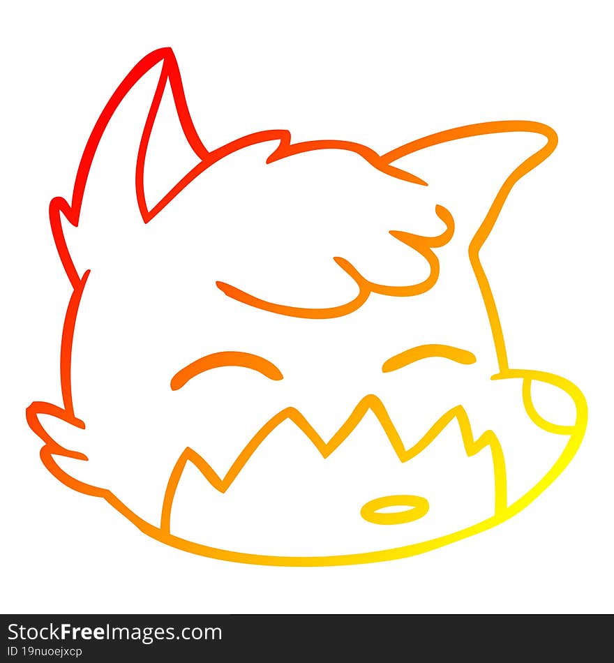 warm gradient line drawing cartoon fox face