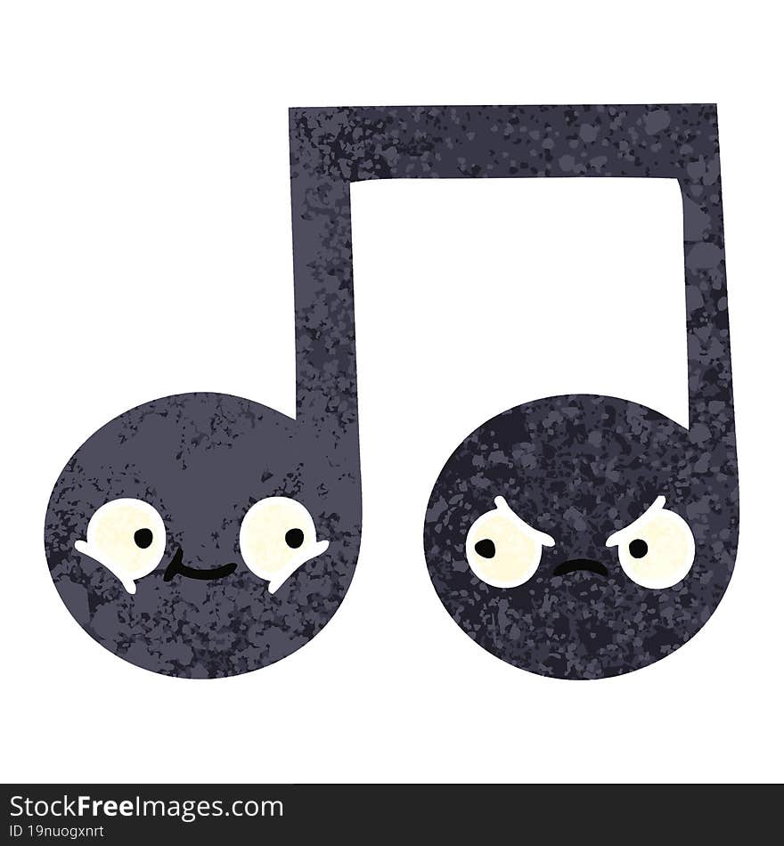 retro illustration style cartoon musical note