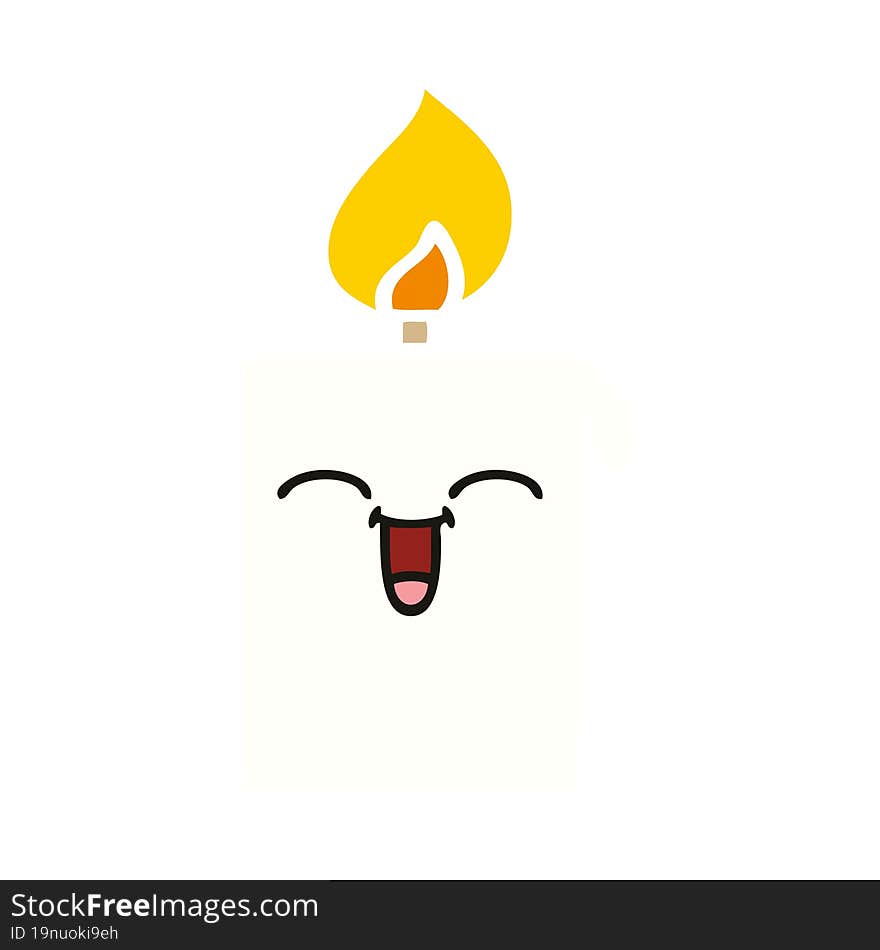 flat color retro cartoon lit candle