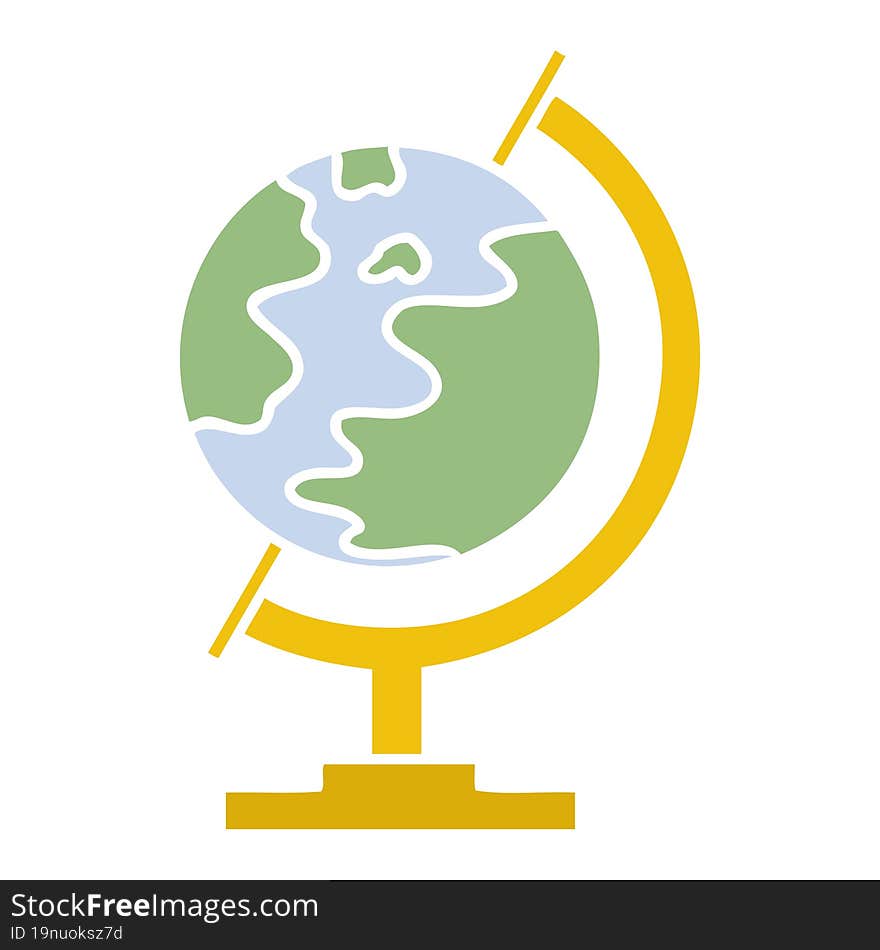 Flat Color Retro Cartoon World Globe