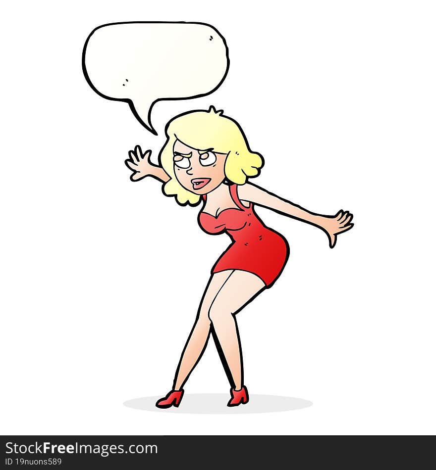 cartoon female spy with speech bubble