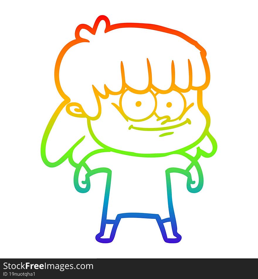 rainbow gradient line drawing cartoon smiling woman