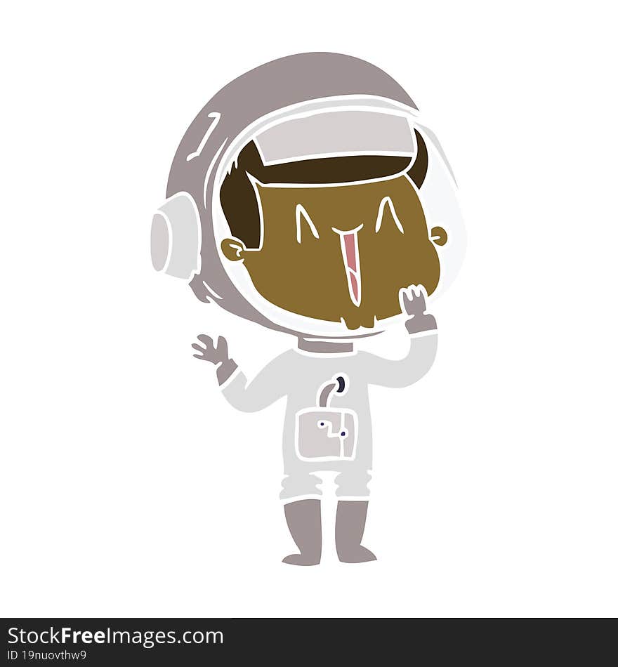 laughing flat color style cartoon astronaut