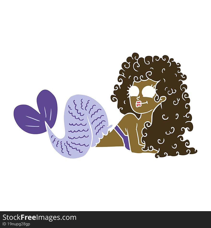 Flat Color Style Cartoon Mermaid