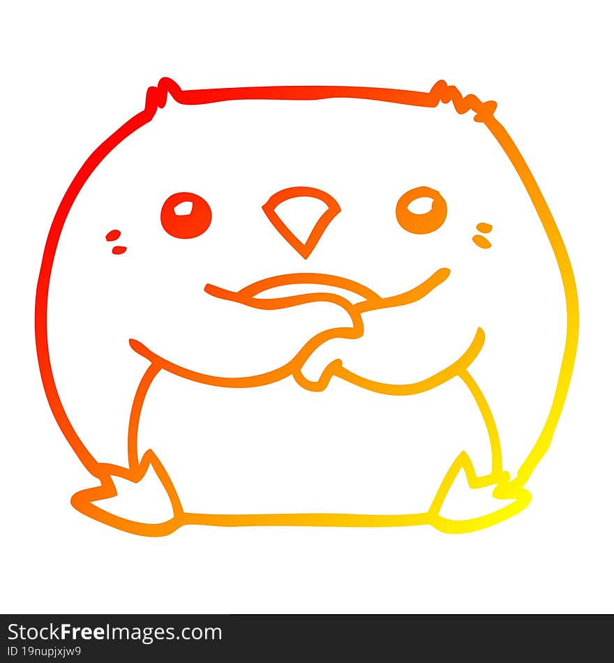 warm gradient line drawing cartoon penguin