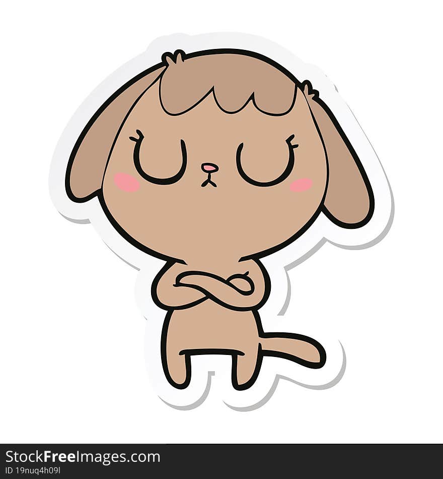 Sticker Of A Cute Cartoon Dog