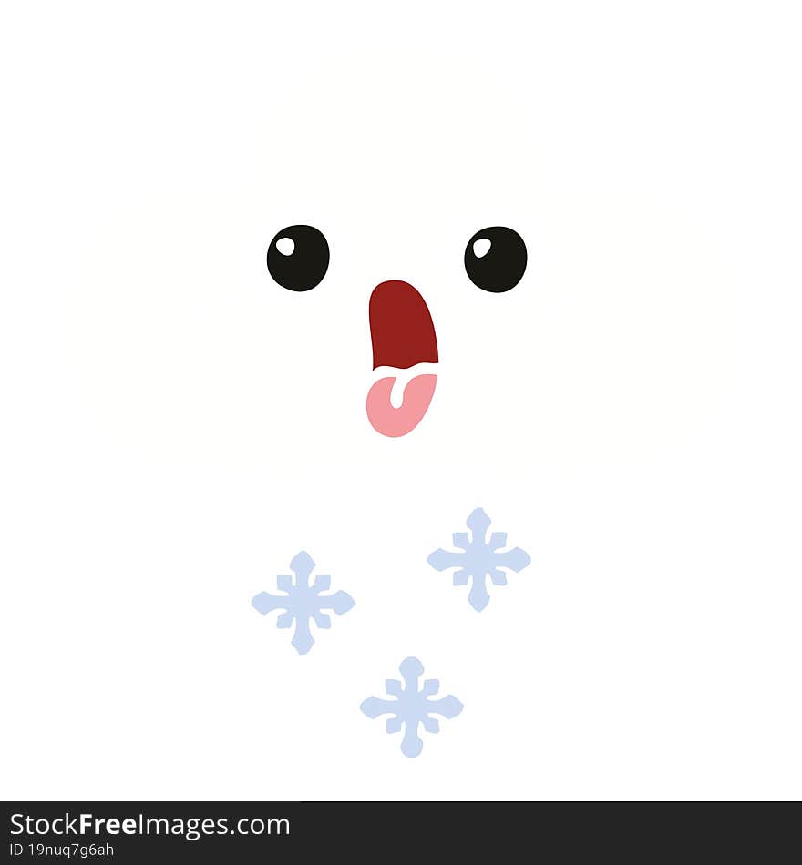 Flat Color Retro Cartoon Snow Cloud