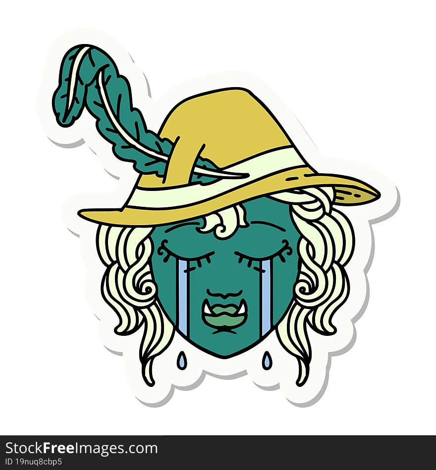 crying orc bard character  sticker