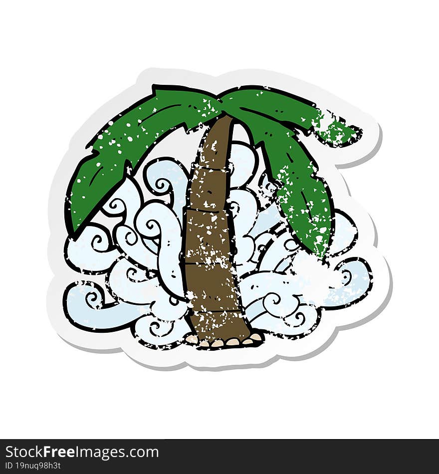 retro distressed sticker of a cartoon palm tree symbol