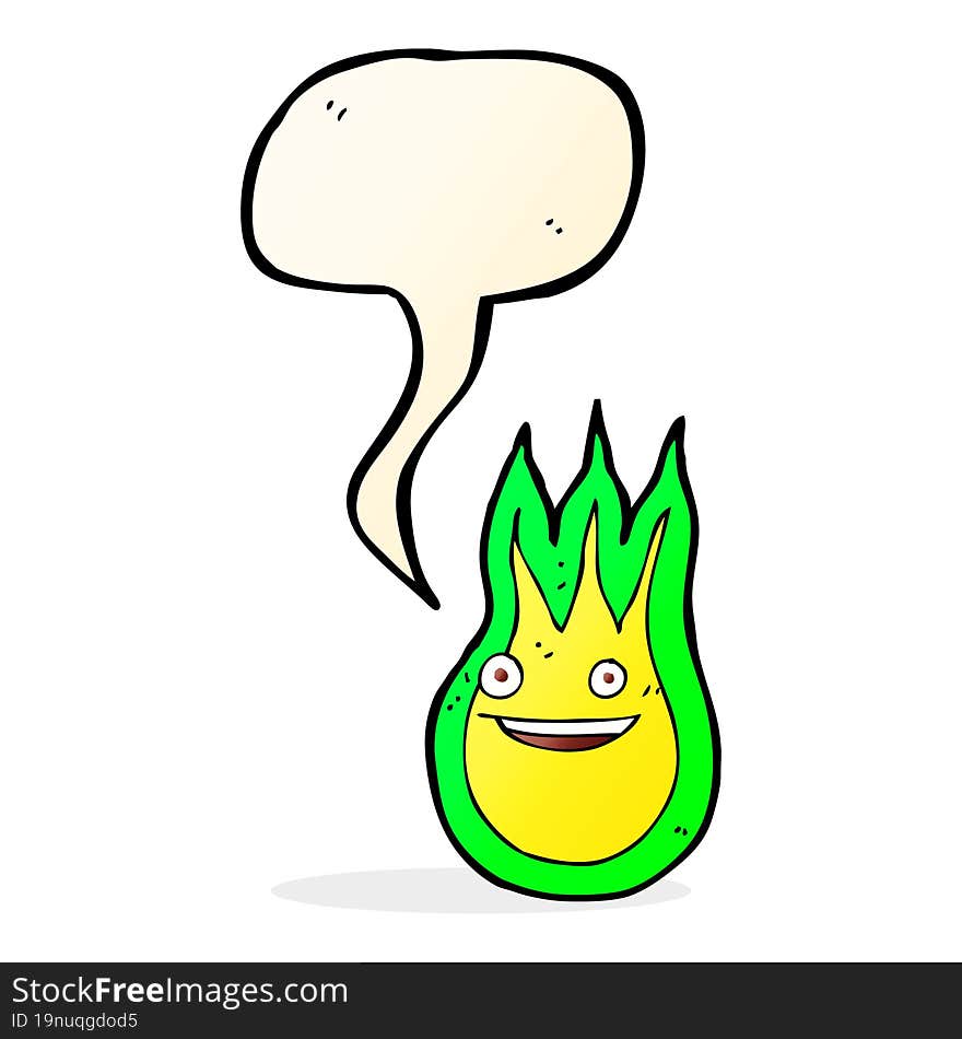 Cartoon Friendly Fireball With Speech Bubble