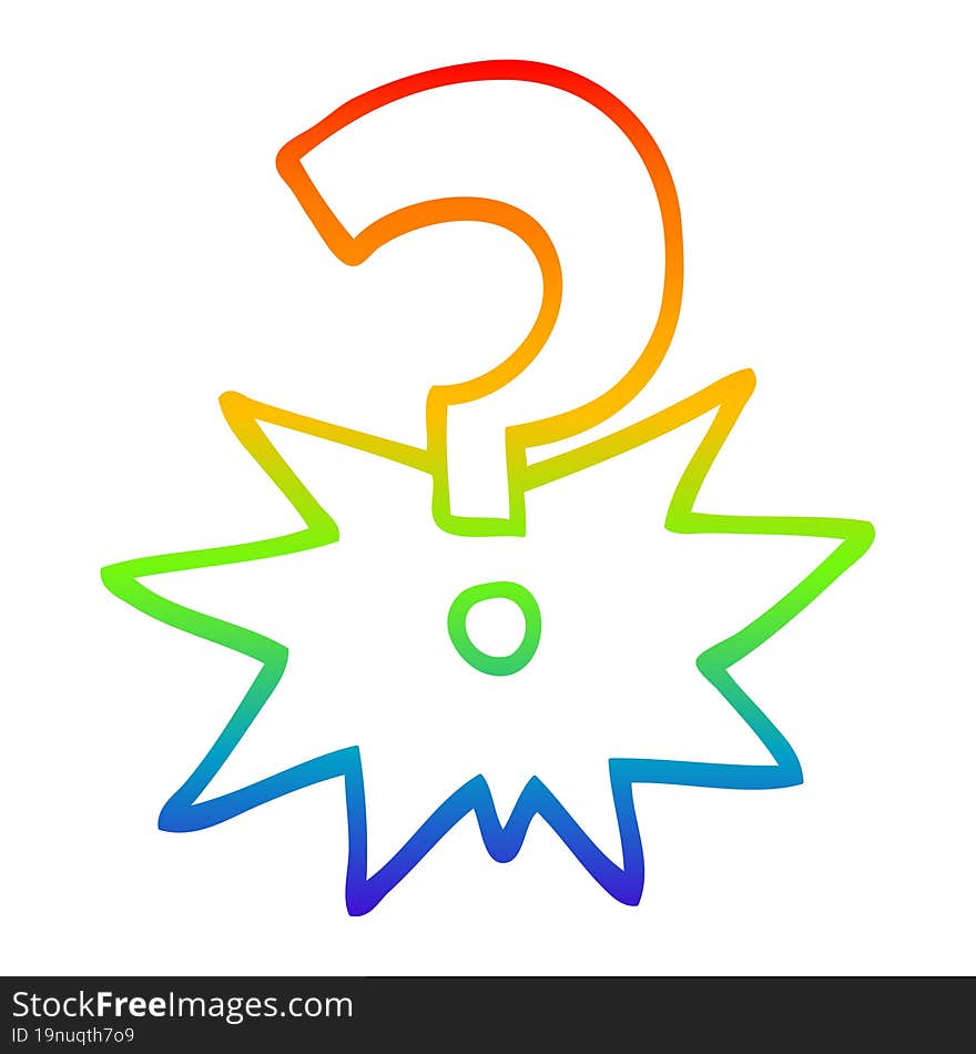 rainbow gradient line drawing cartoon question mark