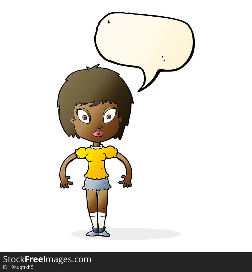 cartoon pretty girl with speech bubble