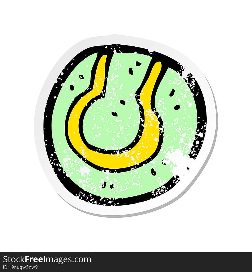 retro distressed sticker of a cartoon tennis ball