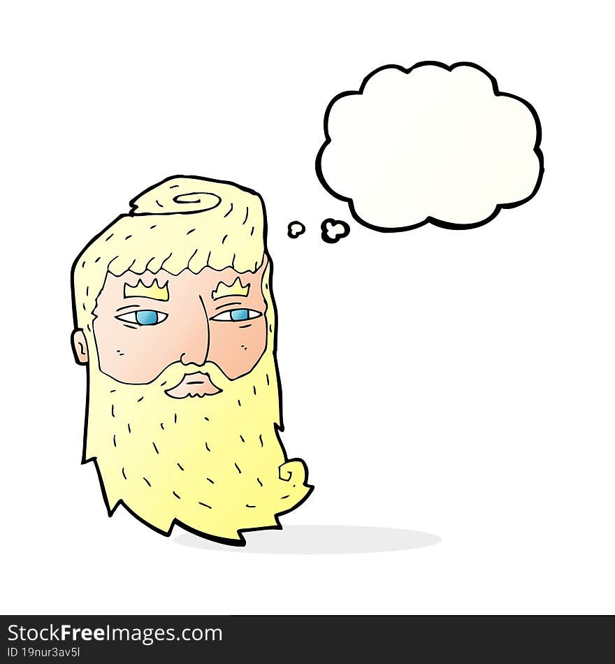 cartoon bearded man with thought bubble