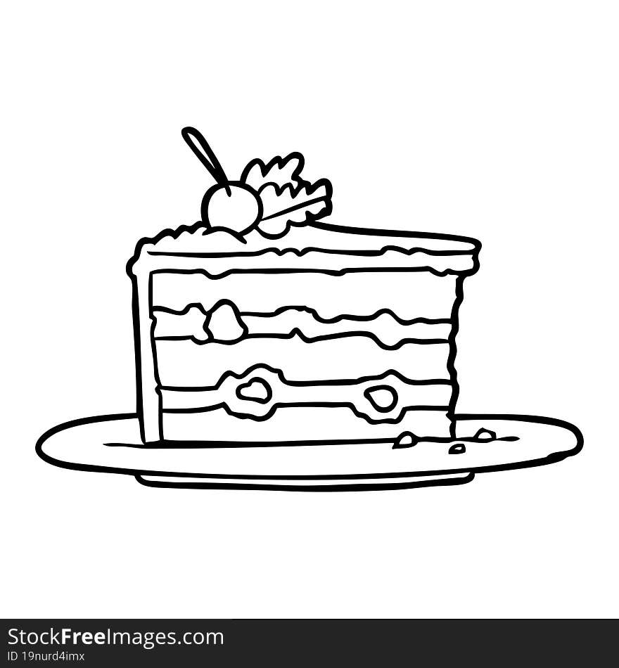 line drawing of a tasty dessert;cake. line drawing of a tasty dessert;cake