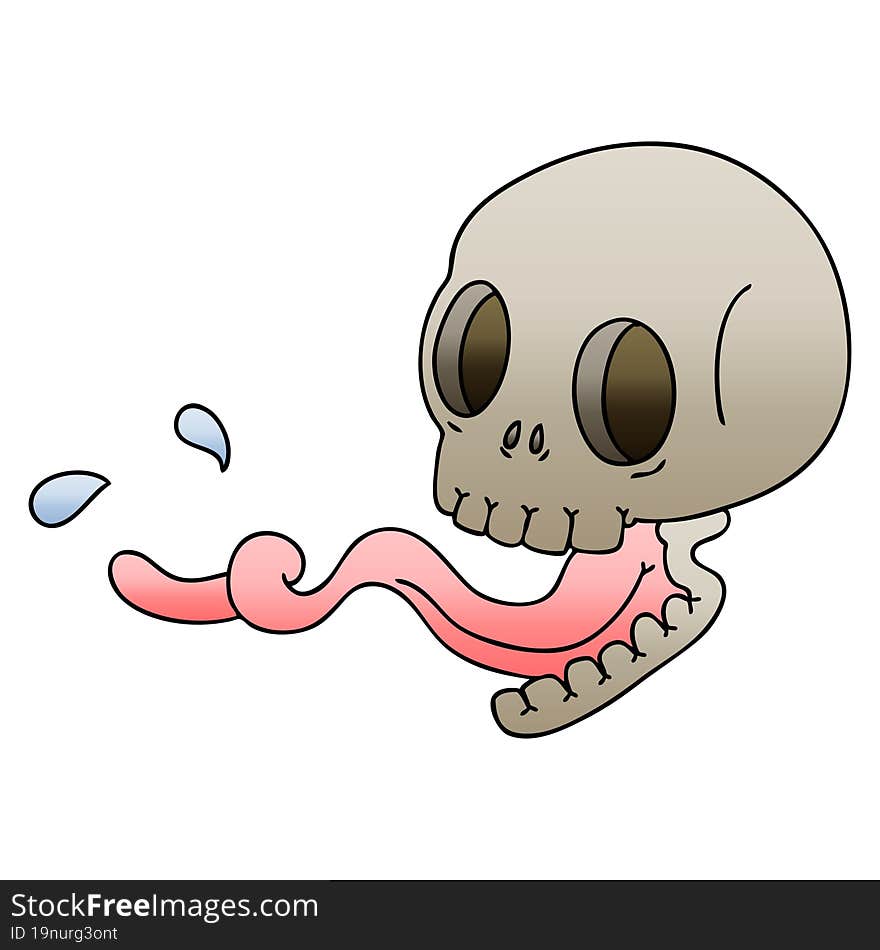 gradient shaded quirky cartoon skull with tongue. gradient shaded quirky cartoon skull with tongue