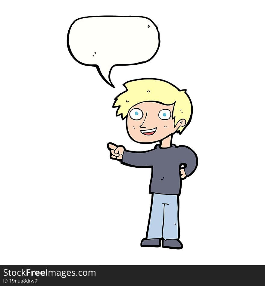 cartoon man pointing with speech bubble