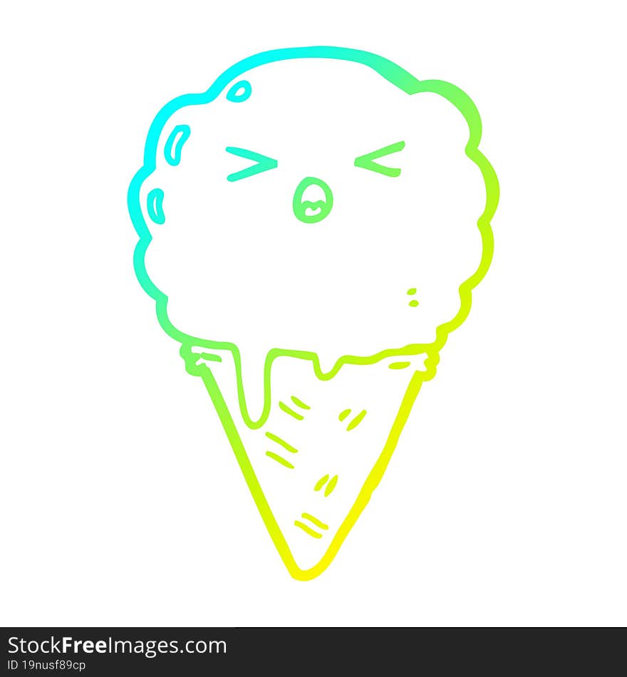 Cold Gradient Line Drawing Cartoon Ice Cream