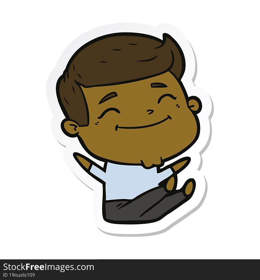 sticker of a happy cartoon man