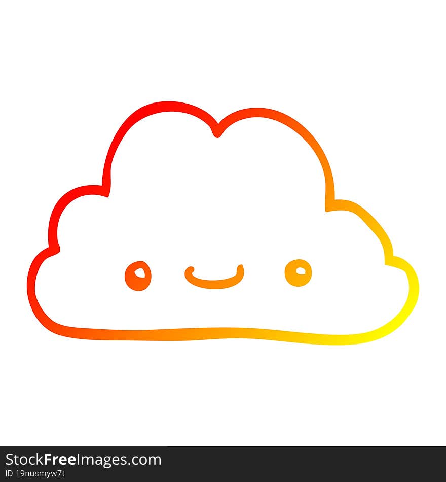 warm gradient line drawing cute cartoon cloud