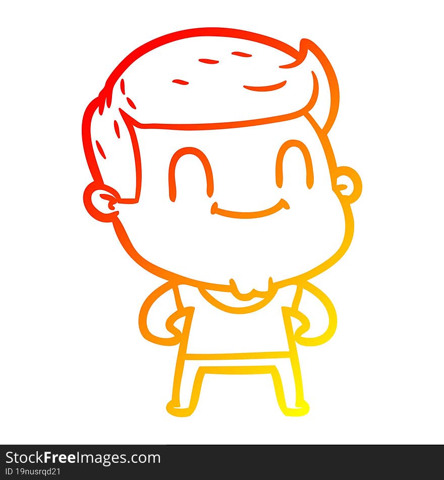 warm gradient line drawing cartoon friendly man