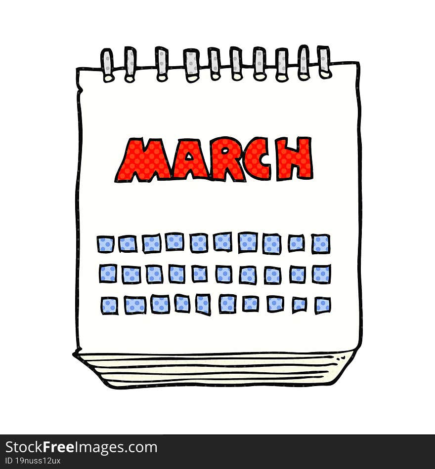 cartoon march calendar