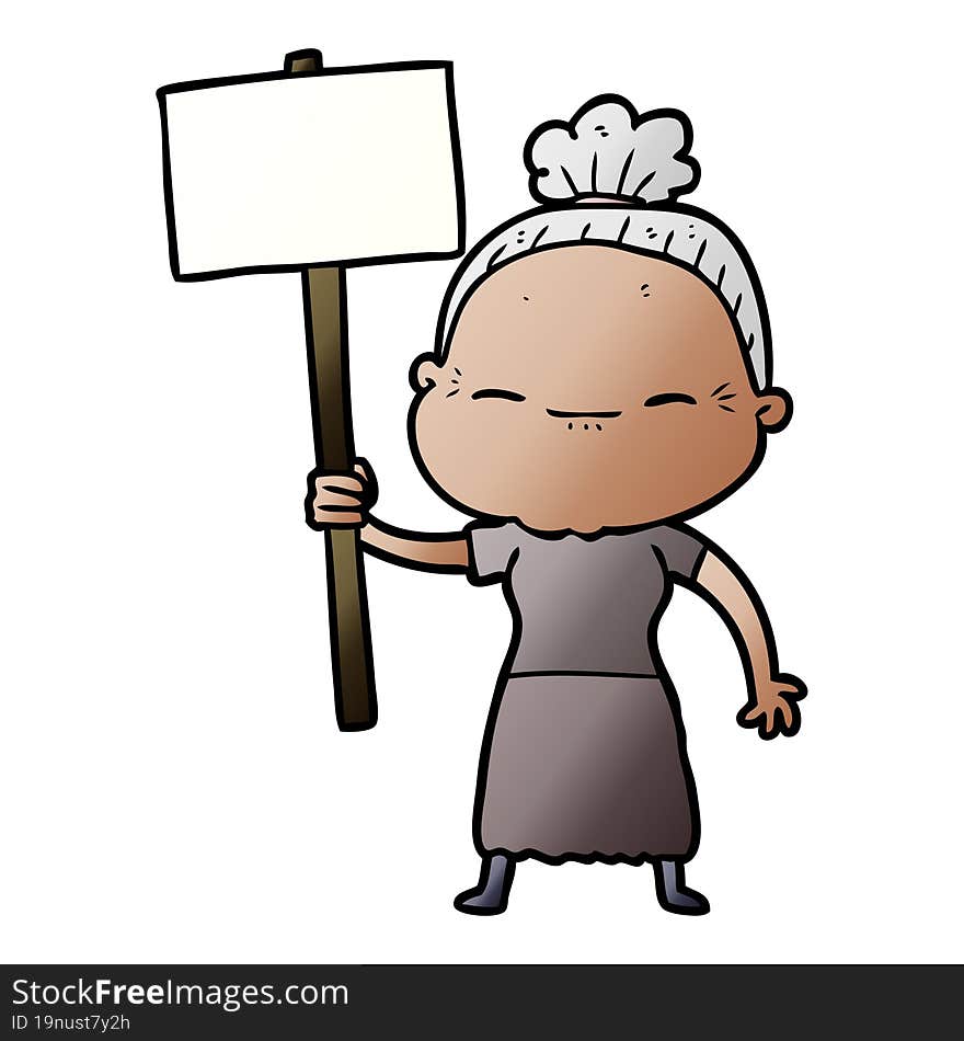 cartoon peaceful old woman. cartoon peaceful old woman