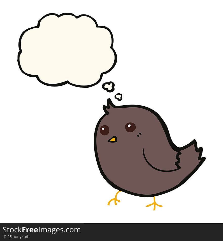 cartoon bird with thought bubble