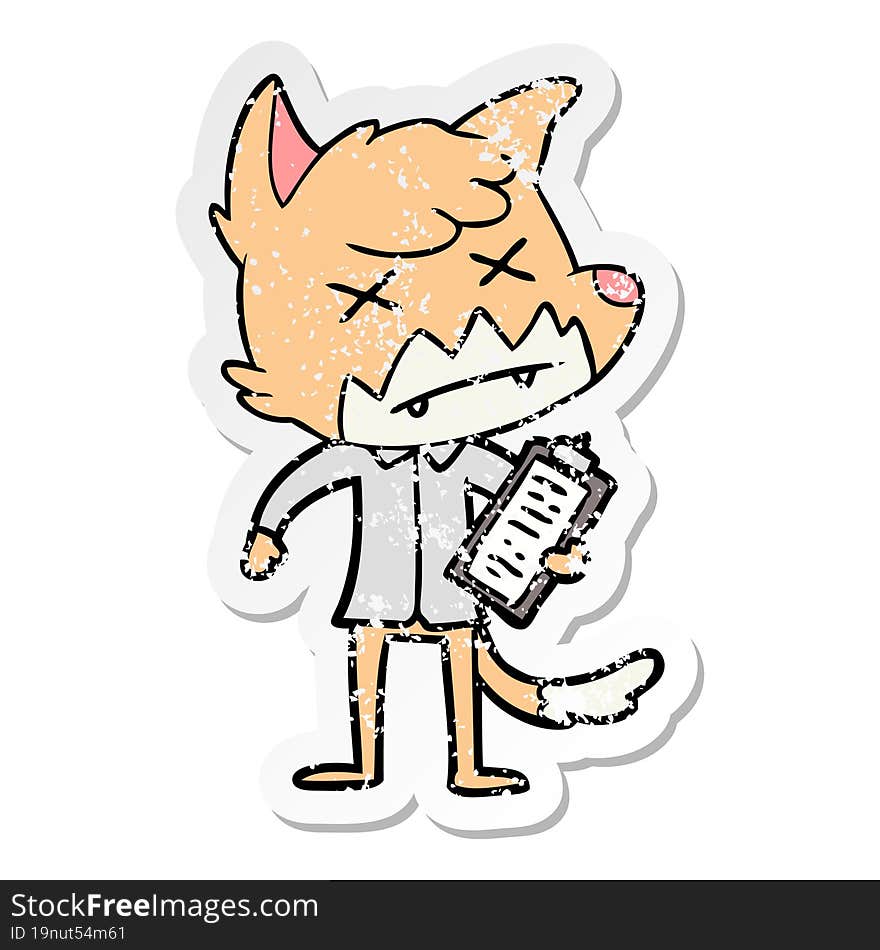 distressed sticker of a cartoon dead fox