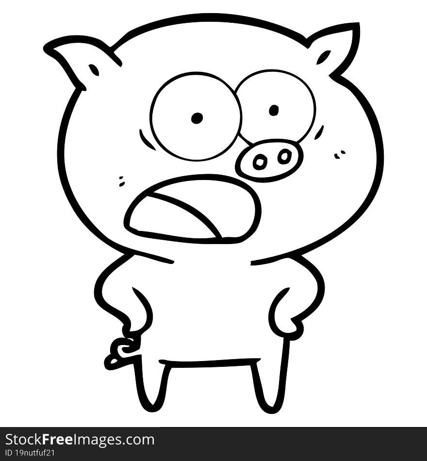 cartoon pig shouting. cartoon pig shouting