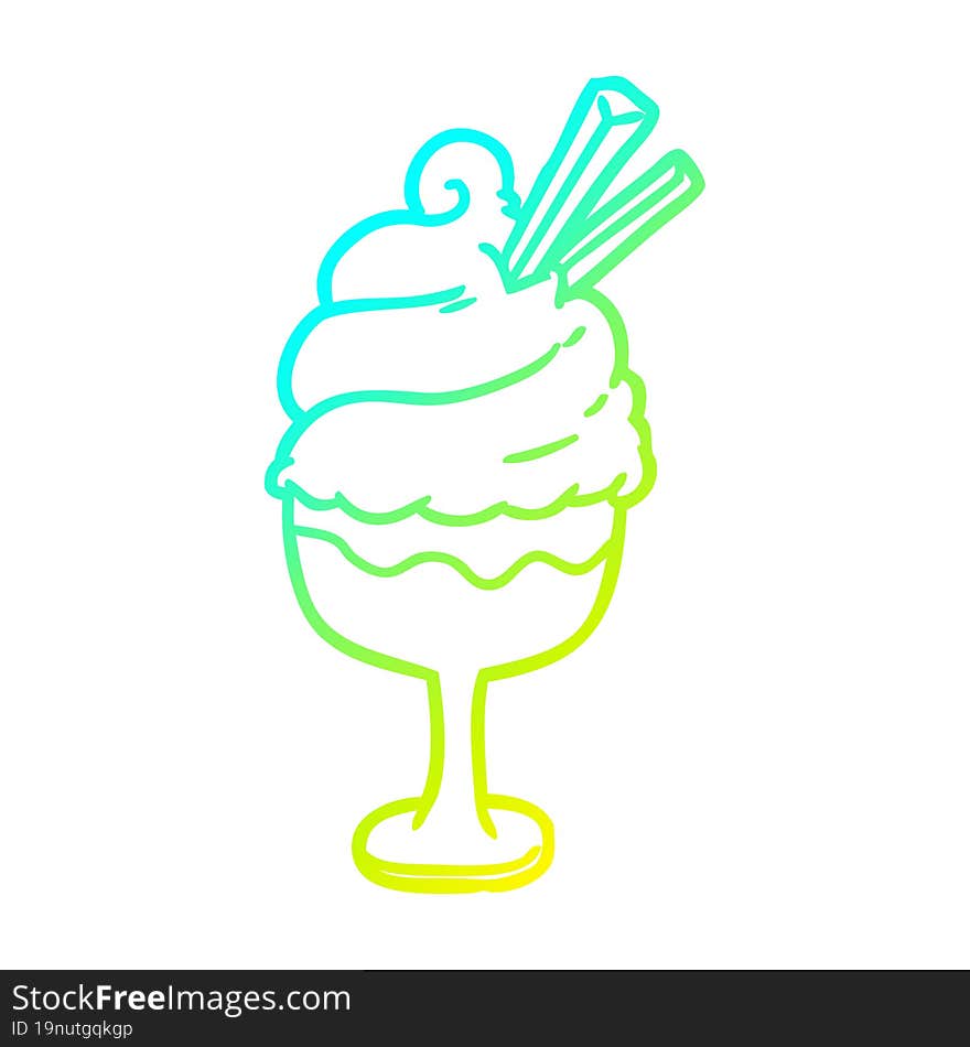 cold gradient line drawing ice cream dessert