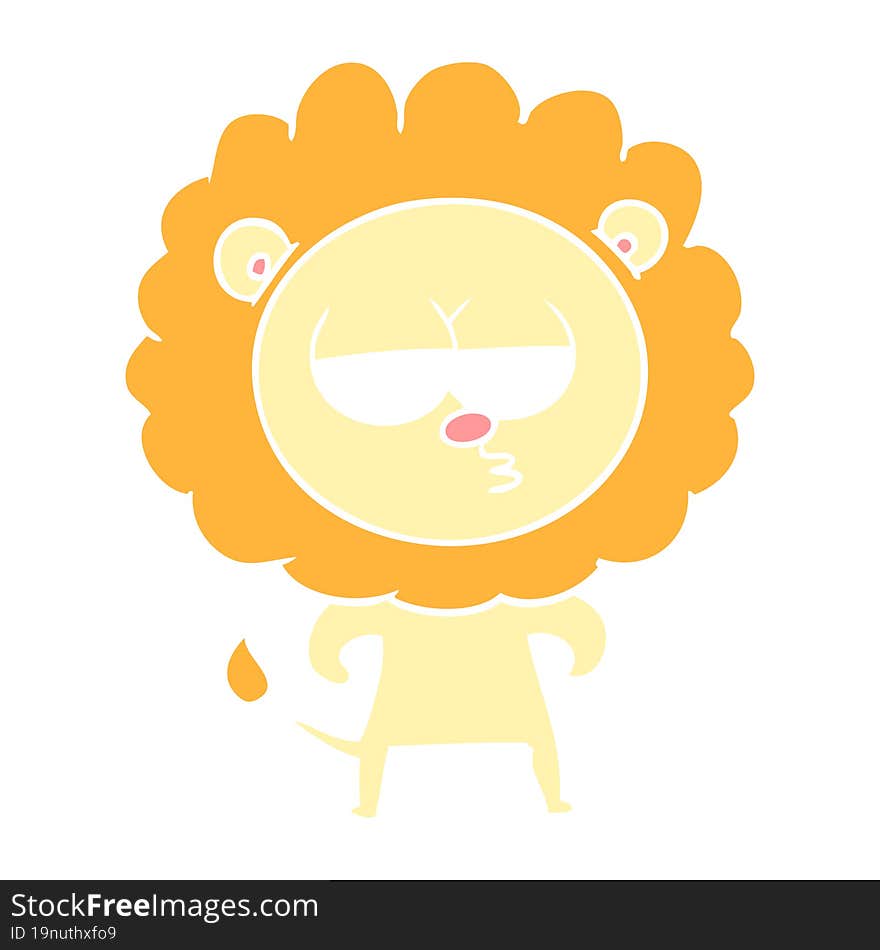 Flat Color Style Cartoon Bored Lion