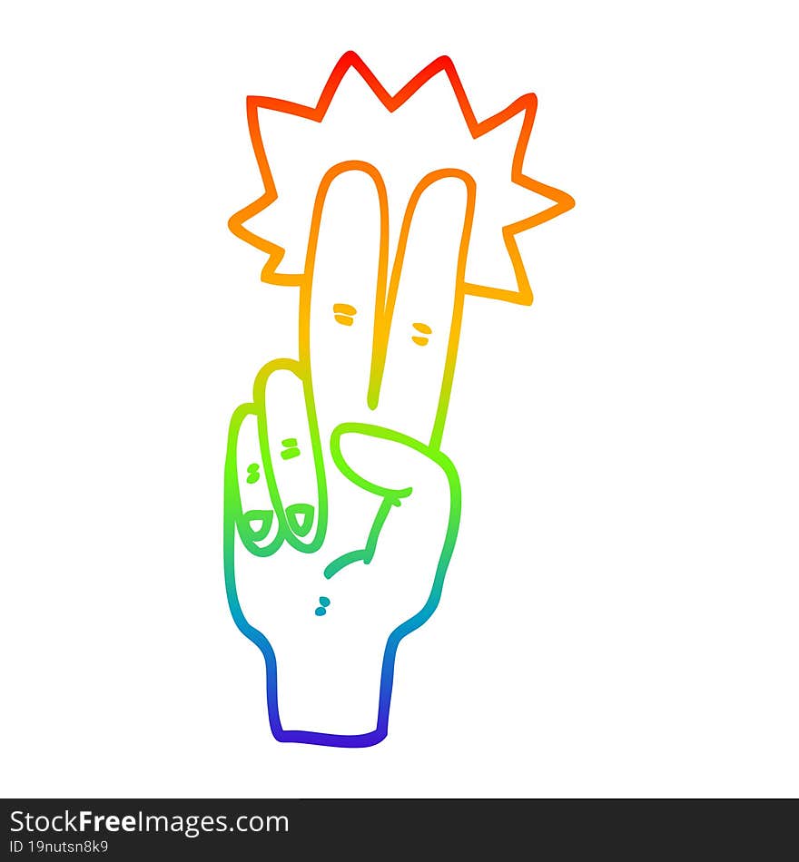 rainbow gradient line drawing of a cartoon peace sign