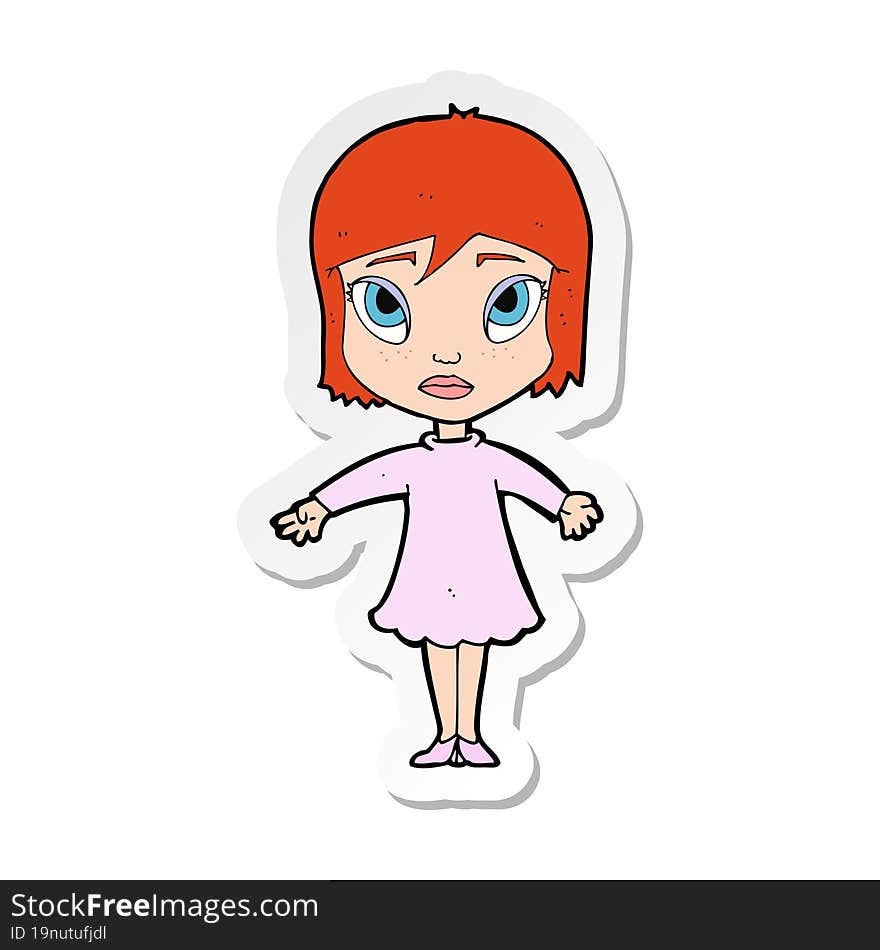 sticker of a cartoon girl in dress