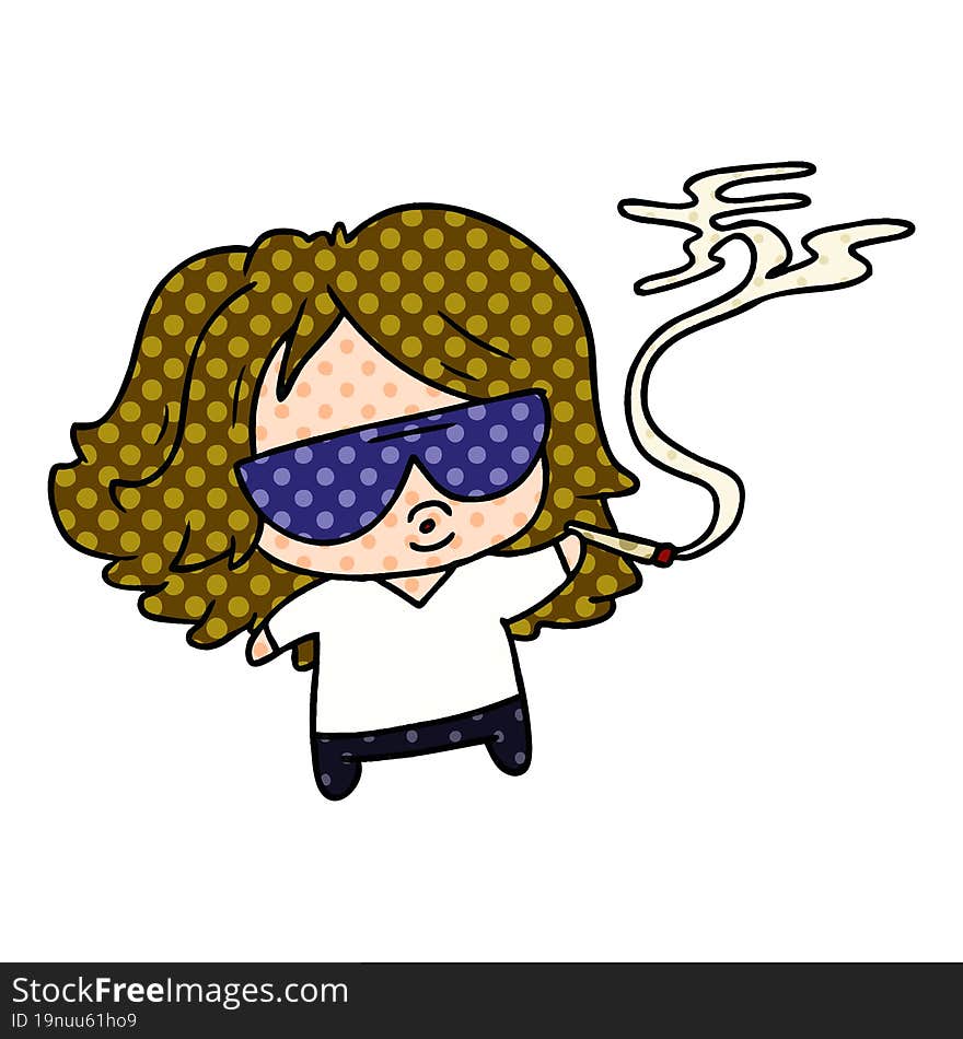 cartoon cute kawaii smoking a joint