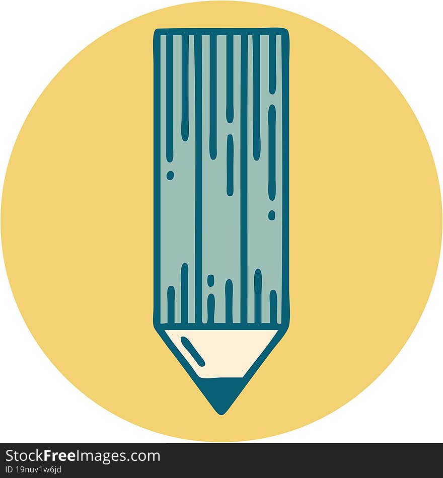 tattoo style icon of a pencil