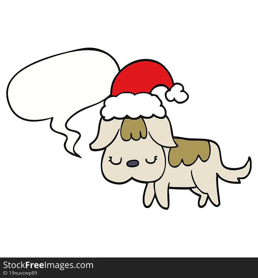 Cute Christmas Dog And Speech Bubble