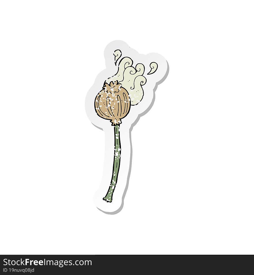 retro distressed sticker of a cartoon dried poppy