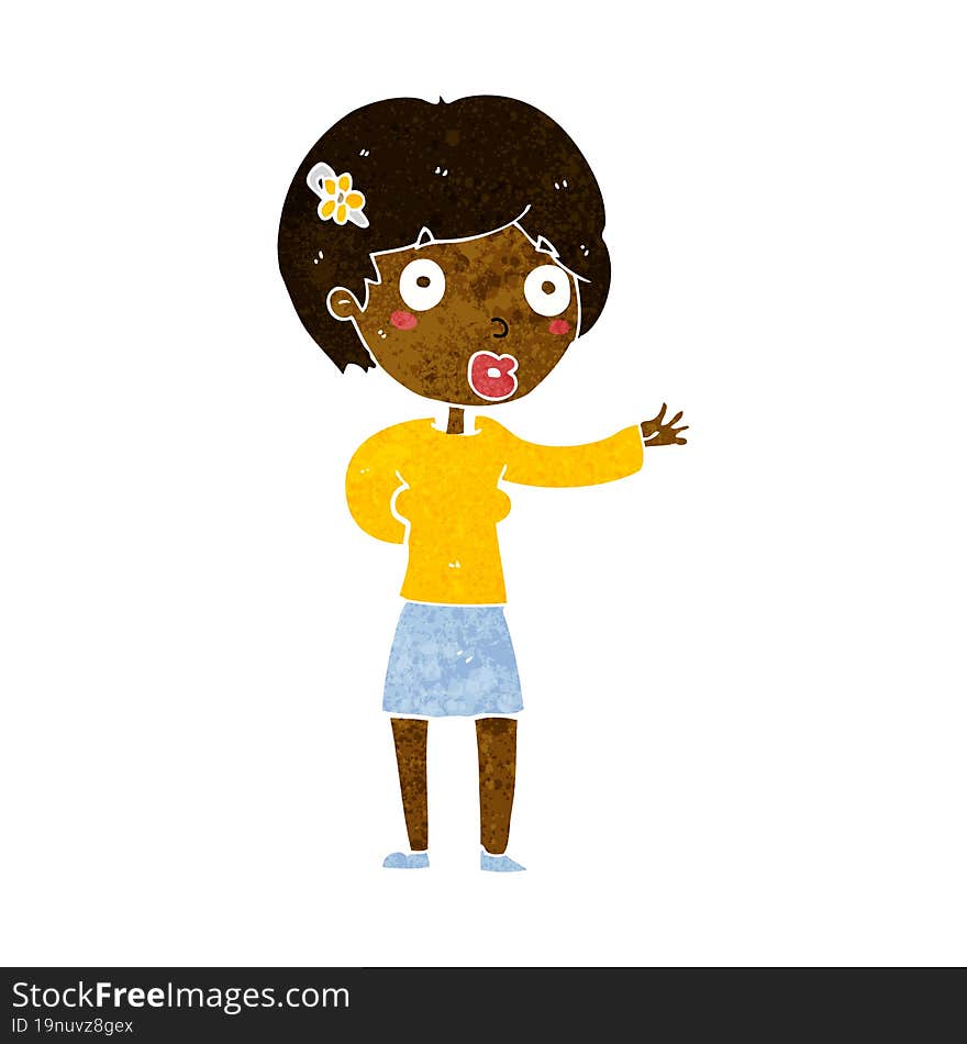 cartoon waving woman