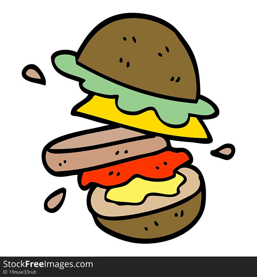 cartoon doodle of a burger