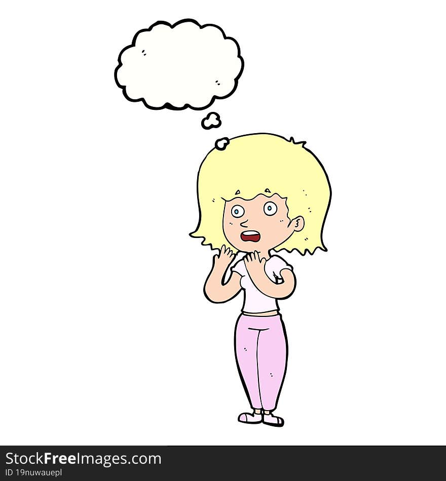 Cartoon Shocked Woman With Thought Bubble