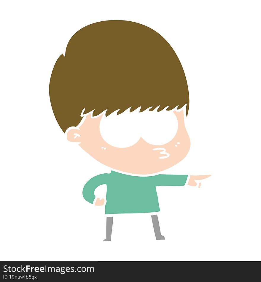 Nervous Flat Color Style Cartoon Boy