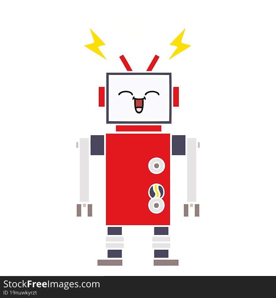 flat color retro cartoon of a robot