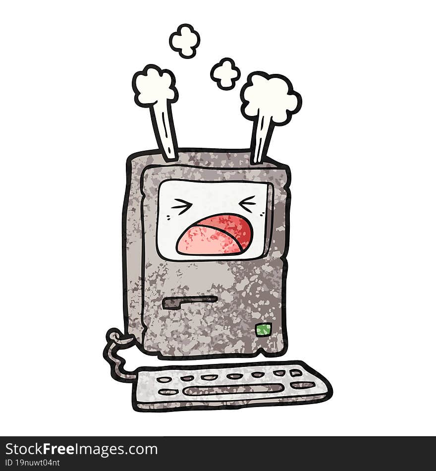 cartoon overheating computer. cartoon overheating computer