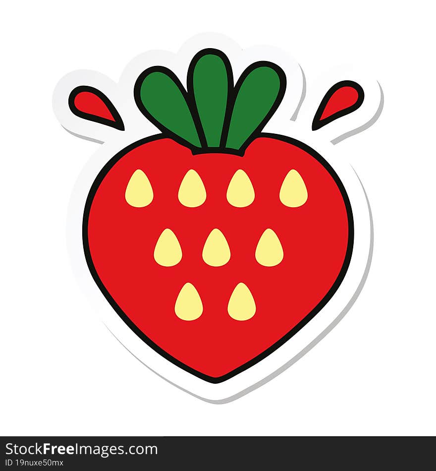 Sticker Of A Cute Cartoon Strawberry