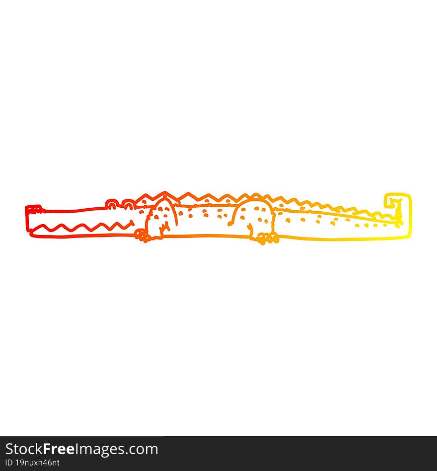 warm gradient line drawing cartoon crocodile