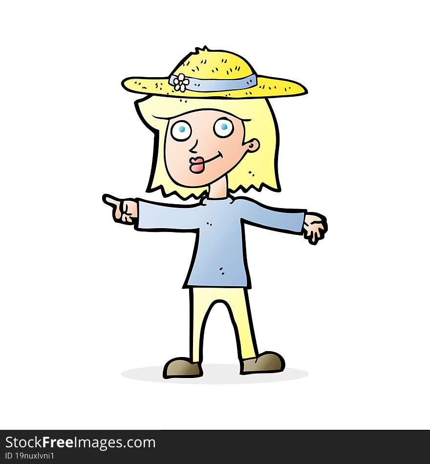 Cartoon Woman Wearing Hat