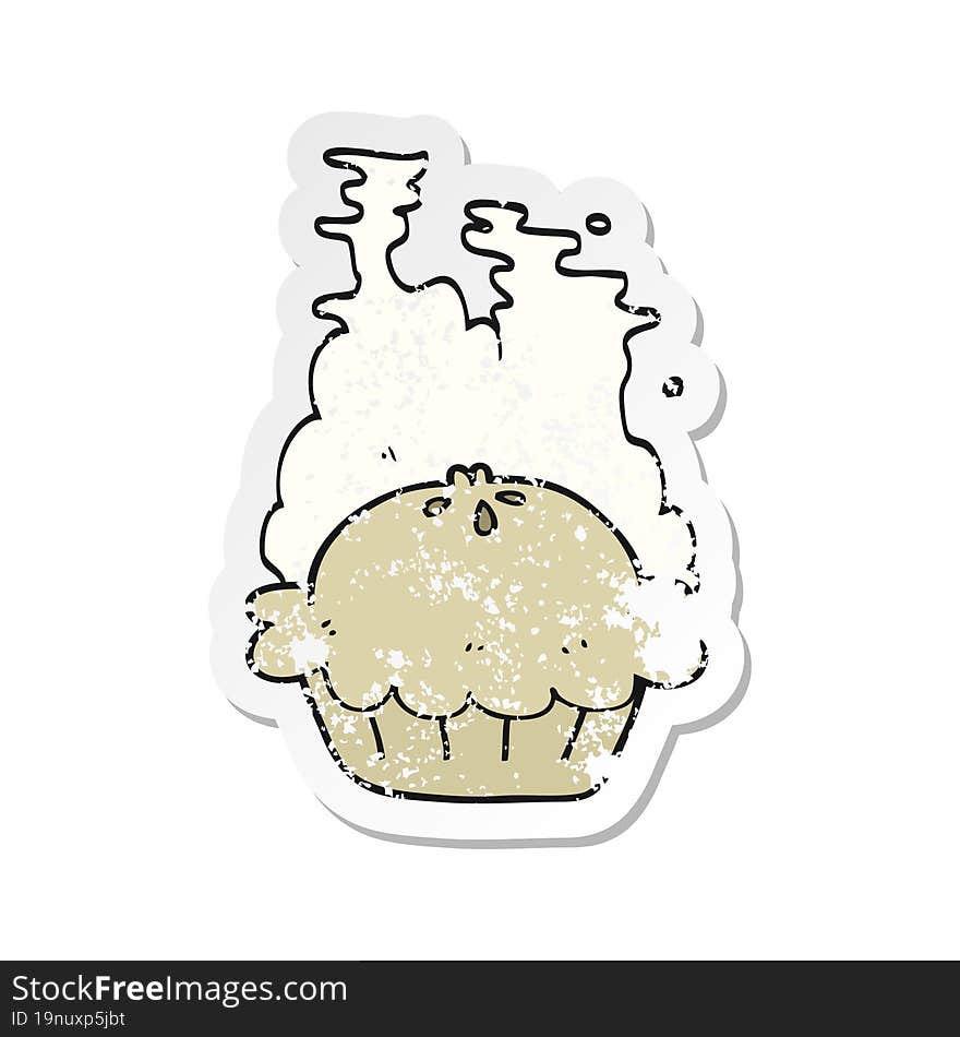 retro distressed sticker of a cartoon pie