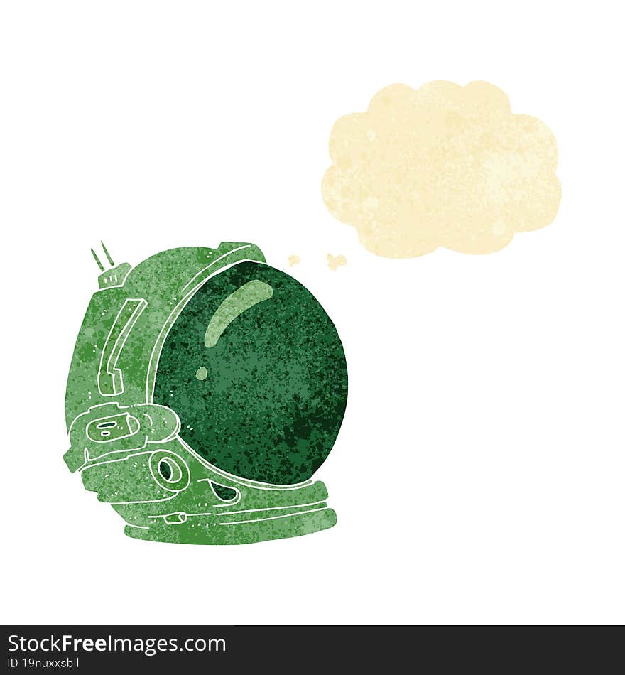 cartoon astronaut helmet with thought bubble