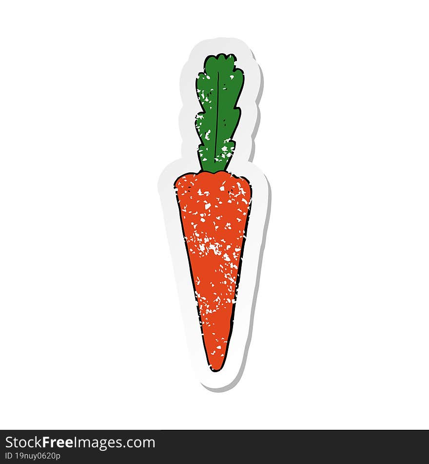 distressed sticker of a cartoon carrot